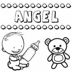 Nome Ángel para pintar. Desenhos de todos os nomes para colorir