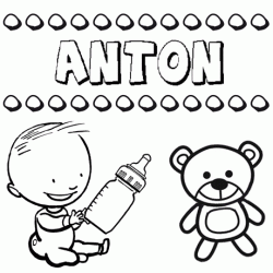 Nome Antón para pintar. Desenhos de todos os nomes para colorir