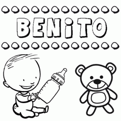 Nome Benito para pintar. Desenhos de todos os nomes para colorir