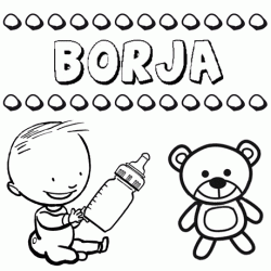 Nome Borja para pintar. Desenhos de todos os nomes para colorir