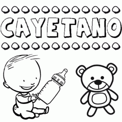 Nome Cayetano para pintar. Desenhos de todos os nomes para colorir