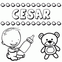 Nome César para pintar. Desenhos de todos os nomes para colorir