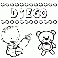 Nome Diego para pintar. Desenhos de todos os nomes para colorir