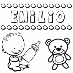 Nome Emilio para pintar. Desenhos de todos os nomes para colorir