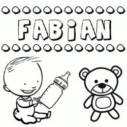 Nome Fabián para pintar. Desenhos de todos os nomes para colorir