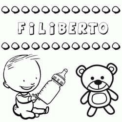 Nome Filiberto para pintar. Desenhos de todos os nomes para colorir