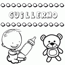 Nome Guillermo para pintar. Desenhos de todos os nomes para colorir