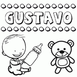 Nome Gustavo para pintar. Desenhos de todos os nomes para colorir