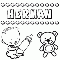 Nome Hermán para pintar. Desenhos de todos os nomes para colorir
