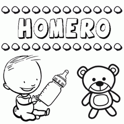 Nome Homero para pintar. Desenhos de todos os nomes para colorir
