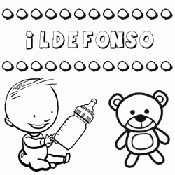 Nome Ildefonso para pintar. Desenhos de todos os nomes para colorir