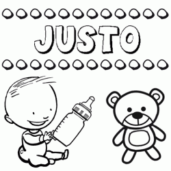 Nome Justo para pintar. Desenhos de todos os nomes para colorir