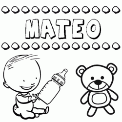 Nome Mateo para pintar. Desenhos de todos os nomes para colorir