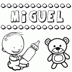 Nome Miguel para pintar. Desenhos de todos os nomes para colorir