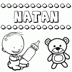 Nome Natán para pintar. Desenhos de todos os nomes para colorir