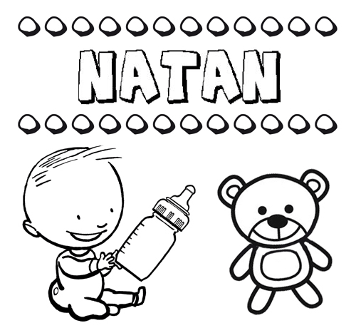 Nome Natán para pintar. Desenhos de todos os nomes para colorir