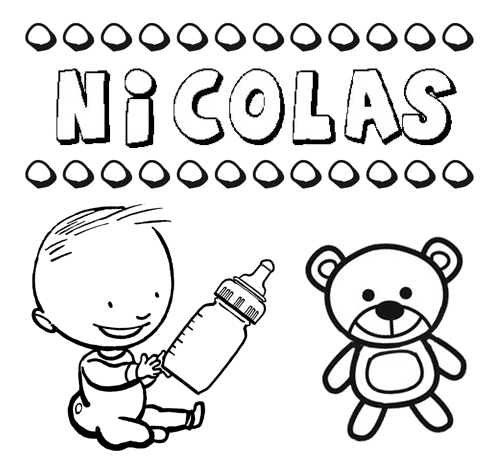 Nome Nicolás para pintar. Desenhos de todos os nomes para colorir