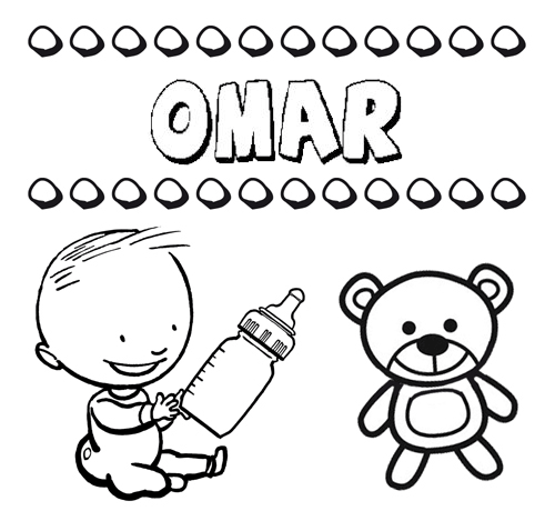 Nome Omar para pintar. Desenhos de todos os nomes para colorir