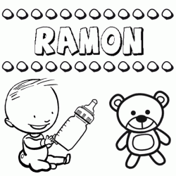 Nome Ramón para pintar. Desenhos de todos os nomes para colorir