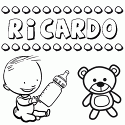 Nome Ricardo para pintar. Desenhos de todos os nomes para colorir