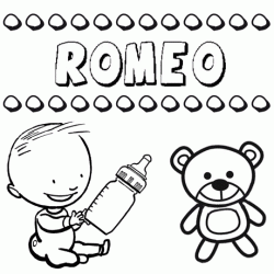 Nome Romeo para pintar. Desenhos de todos os nomes para colorir