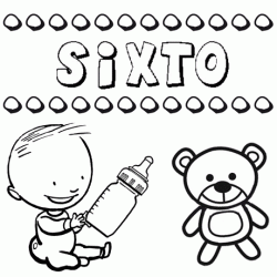 Nome Sixto para pintar. Desenhos de todos os nomes para colorir