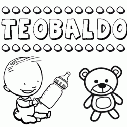 Nome Teobaldo para pintar. Desenhos de todos os nomes para colorir