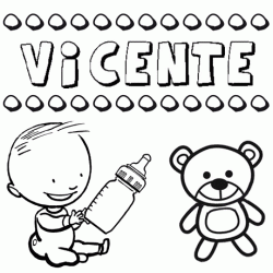 Nome Vicente para pintar. Desenhos de todos os nomes para colorir