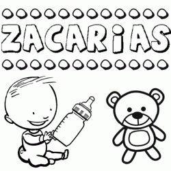 Nome Zacarías para pintar. Desenhos de todos os nomes para colorir