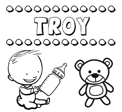 Nome Troy para pintar. Desenhos de todos os nomes para colorir