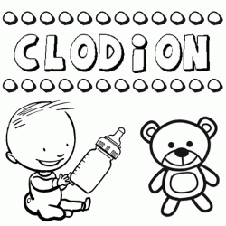 Nome Clodión para pintar. Desenhos de todos os nomes para colorir