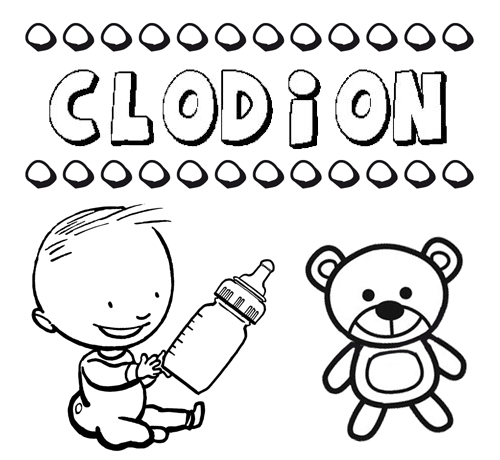 Nome Clodión para pintar. Desenhos de todos os nomes para colorir