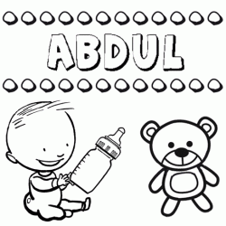 Nome Abdul para pintar. Desenhos de todos os nomes para colorir