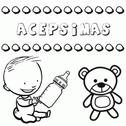 Nome Acépsimas para pintar. Desenhos de todos os nomes para colorir