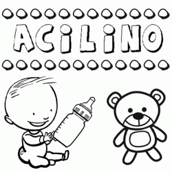 Nome Acilino para pintar. Desenhos de todos os nomes para colorir
