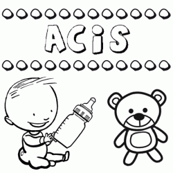 Nome Acis para pintar. Desenhos de todos os nomes para colorir