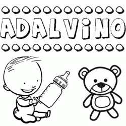 Nome Adalvino para pintar. Desenhos de todos os nomes para colorir