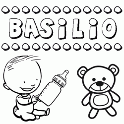 Nome Basilio para pintar. Desenhos de todos os nomes para colorir