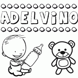 Nome Adelvino para pintar. Desenhos de todos os nomes para colorir