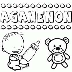 Nome Agamenón para pintar. Desenhos de todos os nomes para colorir