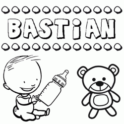 Nome Bastián para pintar. Desenhos de todos os nomes para colorir