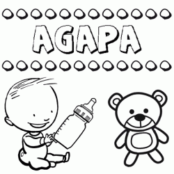 Nome Ágapa para pintar. Desenhos de todos os nomes para colorir