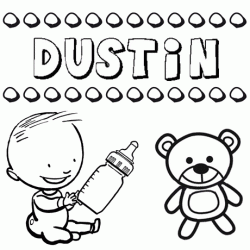 Nome Dustin para pintar. Desenhos de todos os nomes para colorir