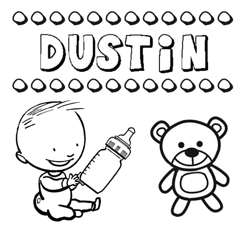 Nome Dustin para pintar. Desenhos de todos os nomes para colorir