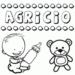 Nome Agricio para pintar. Desenhos de todos os nomes para colorir