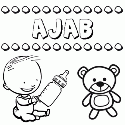 Nome Ajab para pintar. Desenhos de todos os nomes para colorir