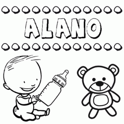 Nome Alano para pintar. Desenhos de todos os nomes para colorir