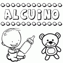 Nome Alcuino para pintar. Desenhos de todos os nomes para colorir