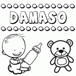 Nome Dámaso para pintar. Desenhos de todos os nomes para colorir