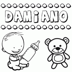Nome Damiano para pintar. Desenhos de todos os nomes para colorir
